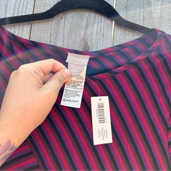 Chico’s Striped Asymmetrical-Hem Maxi Dress Size 4/6 NWT small - Picture 7 of 8